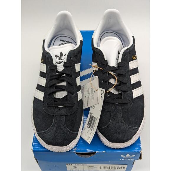 Adidas Youth Gazelle C Athletic Shoes - Core Black White BB2507 Kids Size 3Y New - Picture 2 of 5